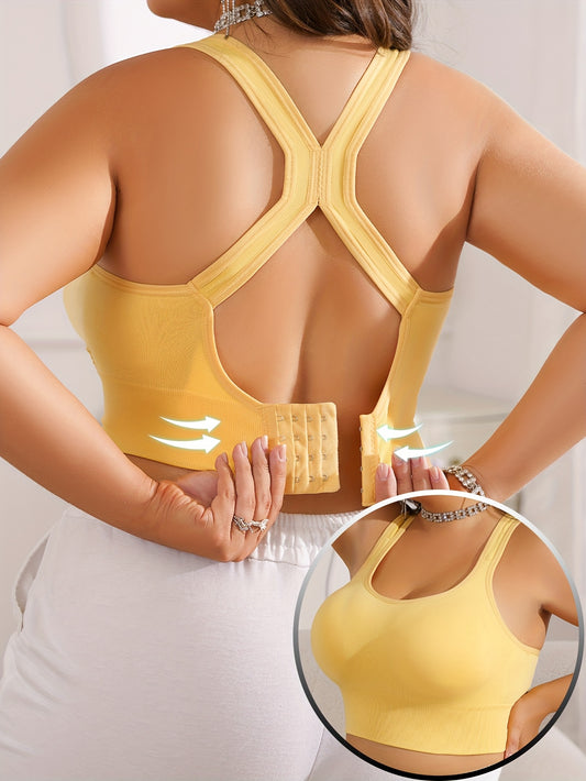 Plus Size Women's s Bra with Removable Pads Breathable Anti-Sagging Wire-Free Design for Yoga Top