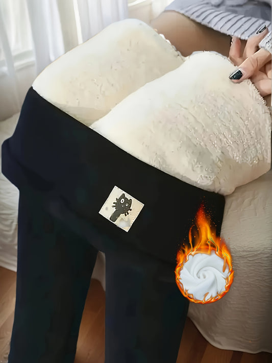 Plush-Lined Warm Yoga Pants Elasticity Casual Versatile High-Waisted Cat Belly Yoga Pants