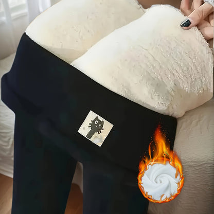 Plush-Lined Warm Yoga Pants Elasticity Casual Versatile High-Waisted Cat Belly Yoga Pants